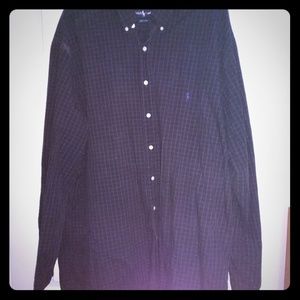 Ralph Lauren Blue and Green Plaid Collared Shirt